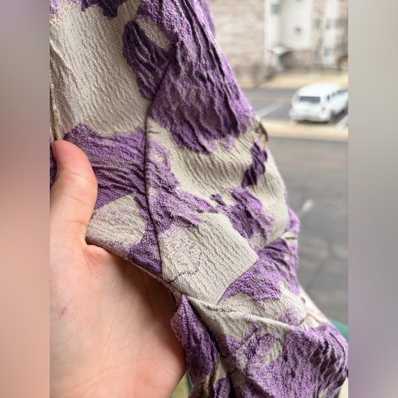 🆕✨DonnaKaran New York Textured Floral Midi Dress Purple Beige Jacquard Size 4,12 - Picture 11 of 16